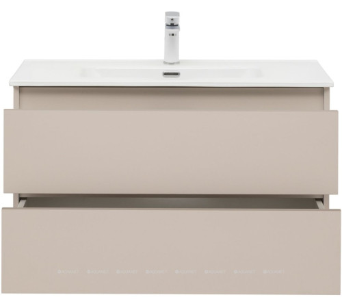Тумба с раковиной Aquanet Вега 2.0 90 бежевая 2 ящика с раковиной Ирис 00344753