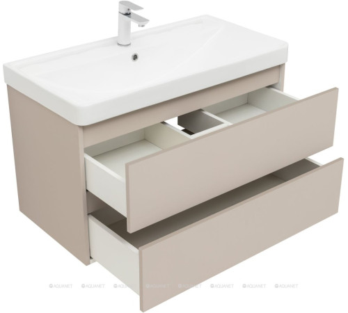 Тумба с раковиной Aquanet Вега 2.0 90 бежевая 2 ящика с раковиной Ирис 00344753
