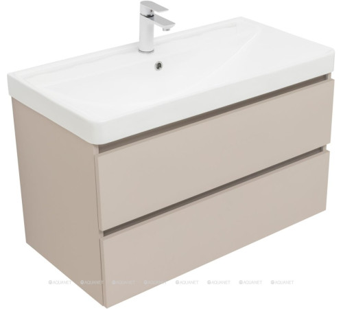 Тумба с раковиной Aquanet Вега 2.0 90 бежевая 2 ящика с раковиной Ирис 00344753
