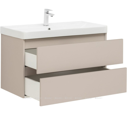 Тумба с раковиной Aquanet Вега 2.0 90 бежевая 2 ящика с раковиной Ирис 00344753