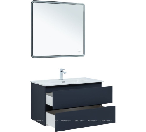 Тумба с раковиной Aquanet Вега 2.0 90 маренго 2 ящика с раковиной Flat 00344760