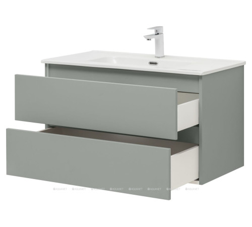Тумба с раковиной Aquanet Вега 2.0 90 мисти грин 2 ящика с раковиной Flat 00344768
