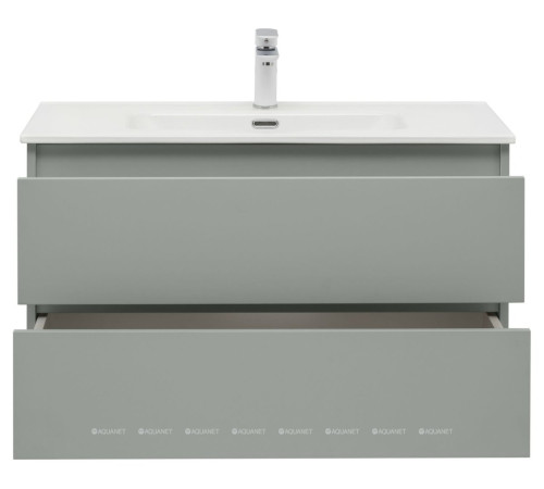 Тумба с раковиной Aquanet Вега 2.0 90 мисти грин 2 ящика с раковиной Flat 00344768