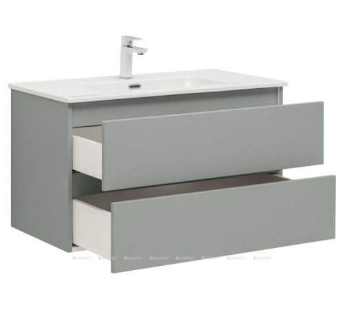 Тумба с раковиной Aquanet Вега 2.0 90 мисти грин 2 ящика с раковиной Flat 00344768
