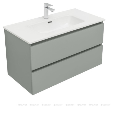 Тумба с раковиной Aquanet Вега 2.0 90 мисти грин 2 ящика с раковиной Flat 00344768