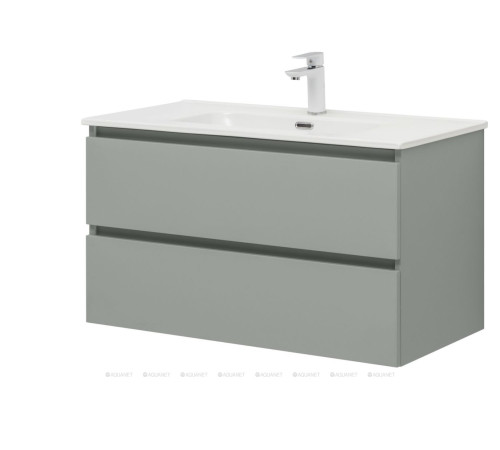 Тумба с раковиной Aquanet Вега 2.0 90 мисти грин 2 ящика с раковиной Flat 00344768