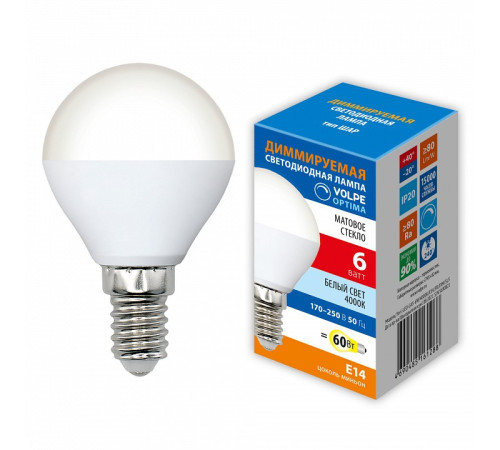 Лампа светодиодная Volpe OPTIMA DIM E14 6Вт 4000K UL-00009230