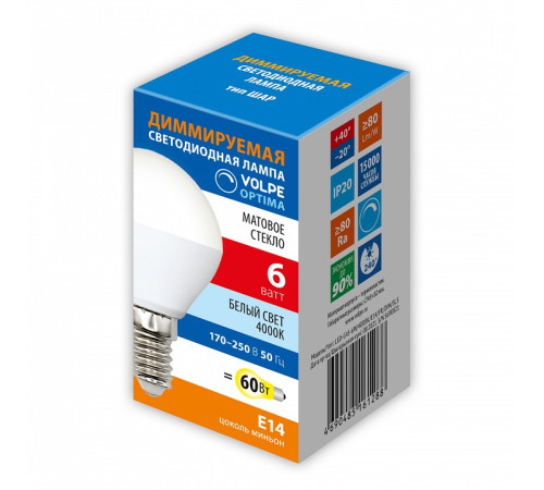 Лампа светодиодная Volpe OPTIMA DIM E14 6Вт 4000K UL-00009230