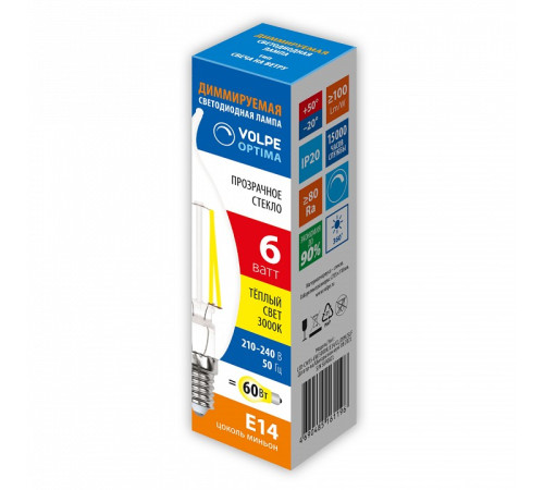 Лампа светодиодная Volpe OPTIMA DIM E14 6Вт 3000K UL-00009243