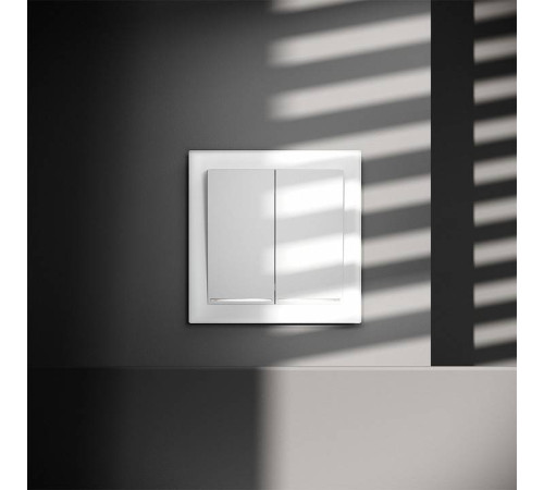 Выключатель проходной двухклавишный с подсветкой без рамки Voltum S70 VLS020402