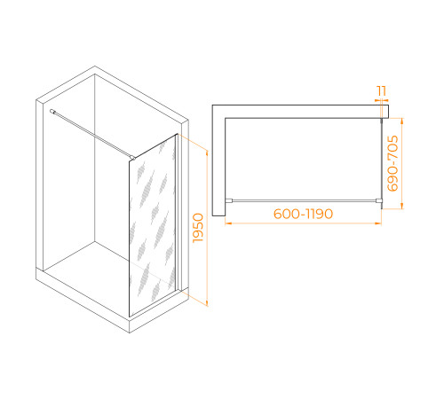 Душевая перегородка RGW WA-002W 700x2000 мм белый 35100207-15