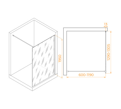 Душевая перегородка RGW WA-010 1300x2000 мм черный 351001013-11