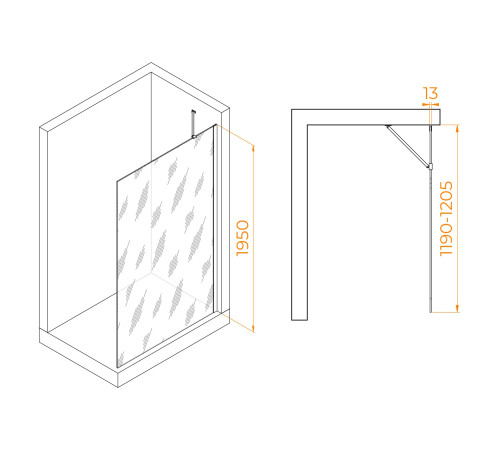 Душевая перегородка RGW WA-110B 1200x1950 мм черный 351011012-14