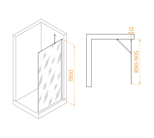 Душевая перегородка RGW WA-110 900x1950 мм хром 351011009-11
