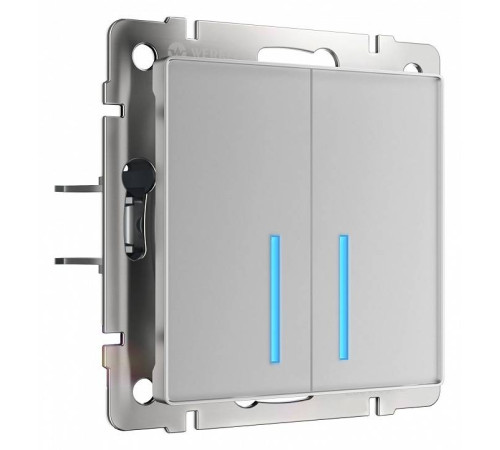 Выключатель сенсорый двухклавишный с подсветкой и функцией Wi-Fi, без рамки Werkel Серебряный W4520606
