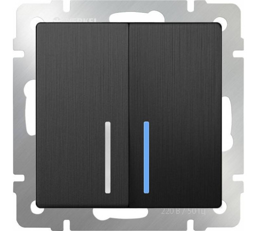 Выключатель двухклавишный с подсветкой без рамки Werkel графит рифленый W1120104