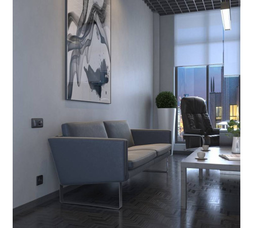 Выключатель двухклавишный с подсветкой без рамки Werkel графит рифленый W1120104