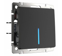 Выключатель проходной одноклавишный с подсветкой без рамки Werkel черный матовый W1112108