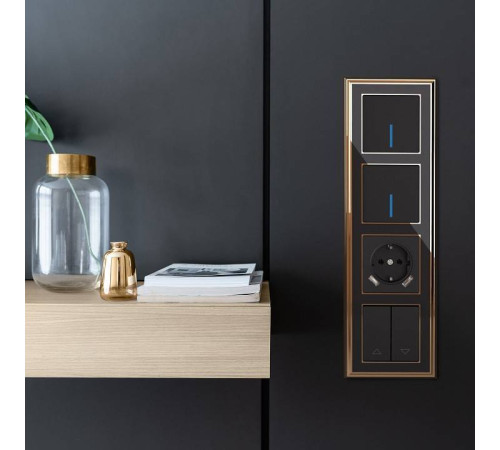 Выключатель проходной одноклавишный с подсветкой без рамки Werkel черный матовый W1112108