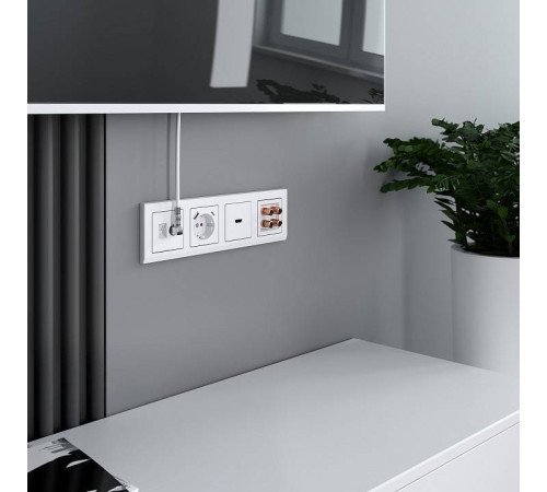 Розетка с заземлением и с шторками и USB, без рамки Werkel белый W1171701