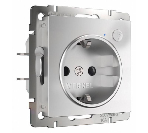 Розетка с заземлением и с шторками, без рамки с Wi-Fi Werkel серебряный W1171606