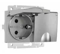 Розетка двойная влагозащищенная с заземлением и с шторками, без рамки с крышкой Werkel серебро W1172209