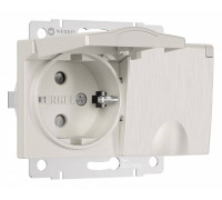 Розетка двойная влагозащищенная с заземлением и с шторками, без рамки с крышкой Werkel перламутровый W1172213