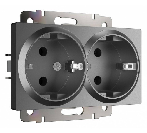 Розетка двойная с заземлением, без рамки Werkel графит матовый W1172064