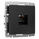 Розетка Ethernet RJ-45 и со шторками, без рамки Werkel черный матовый W5120108
