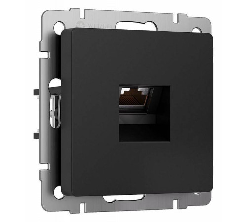 Розетка Ethernet RJ-45 и со шторками, без рамки Werkel черный матовый W5120108