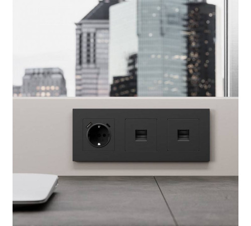 Розетка Ethernet RJ-45 и со шторками, без рамки Werkel черный матовый W5120108