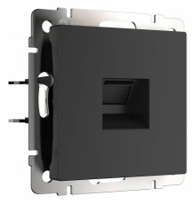 Розетка Ethernet RJ-45 и со шторками, без рамки Werkel черный матовый W5120108