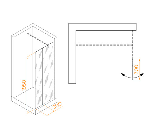 Боковая панель RGW Z-070B 300х1950 мм стекло 6 мм черный 352207003-14