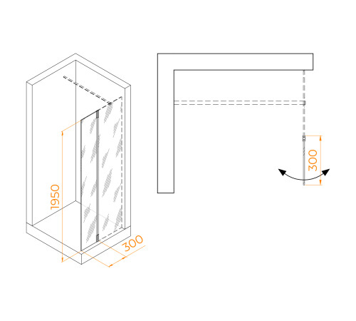 Боковая панель RGW Z-071B 300х1950 мм стекло 8 мм черный 352207103-14
