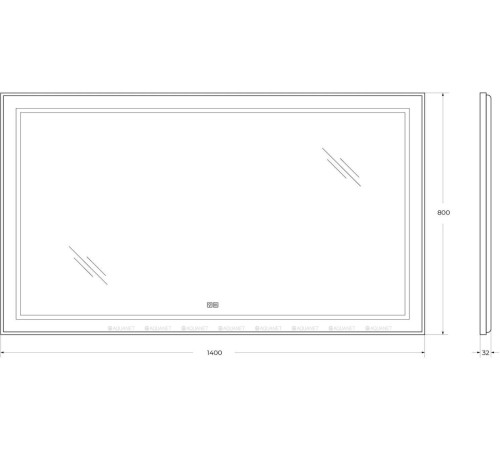 Зеркало в алюминиевой раме BelBagno Kraft 1400x800 мм с LED-подсветкой сенсором и подогревом SPC-KRAFT-1400-800-LED-TCH-WARM