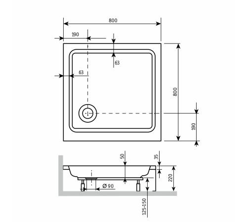 Душевой поддон RGW STYLE 800x800 мм 16180188-11