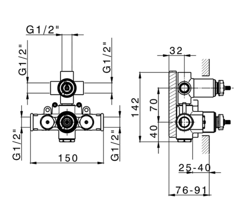 Встраиваемая часть термостатического смесителя Cisal на 3 положения ZA01820104