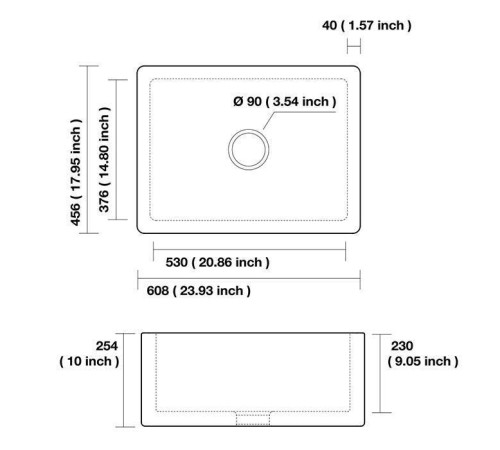 Раковина кухонная Kerasan Hannah Essex 60.8x45.6x25.4 см без отверстия белый 541001