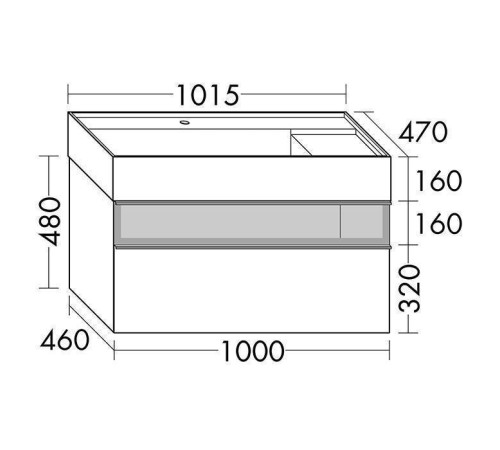 Тумба с раковиной Burgbad Yumo 101.5x64x47 см подвесная белый глянец SFKL102 F3193 G0179 C0001*1