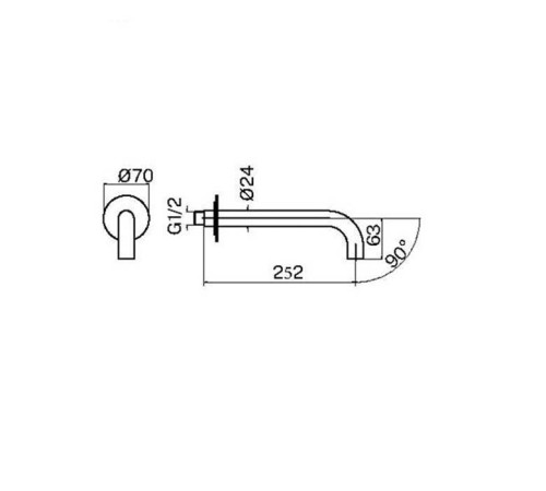 Излив для ванны настенный Plumberia Selection IXO 25 см черный матовый SPT0260NO