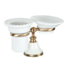 Держатель настольный с мыльницей и стаканом Tiffany World Harmony 141 белый/бронза TWHA141bi/br