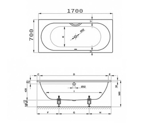 Ванна стальная встраиваемая Bette Starlet 170х70х42 см с шумоизоляцией 1730-000