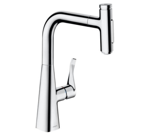 Смеситель для кухни hansgrohe Metris Select M71 с выдвижным изливом 2 режима хром 73817000
