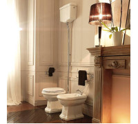 Унитаз напольный Kerasan Retro 72х38.5 см с высоким бачком слив в стену белый/хром 754590/101101/108001/760390/757390