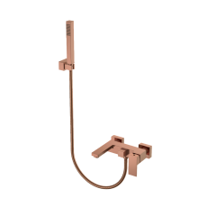Смеситель для ванны Boheme Qubic с ручным душем и изливом 18.5 см медь брашированная 473-CB
