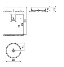 Раковина накладная Creavit LOOP 45 см антрацит матовый LP145-00AM00E-0000