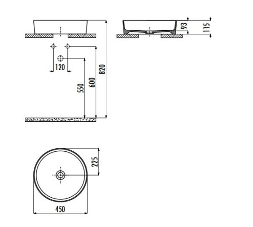 Раковина накладная Creavit LOOP 45 см антрацит матовый LP145-00AM00E-0000