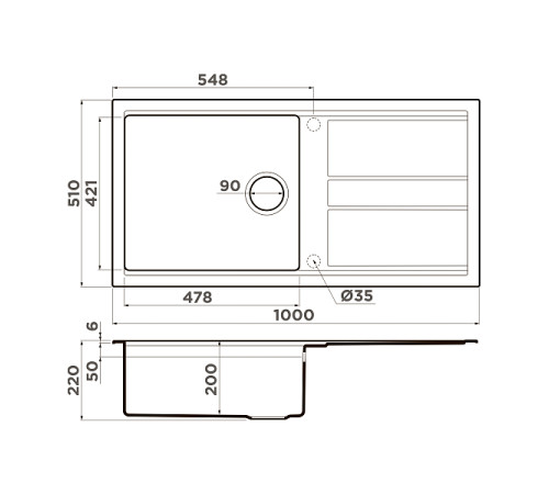 Кухонная мойка Omoikiri Kitagawa 100-GR Artceramic 100x51 см leningrad grey 4993788