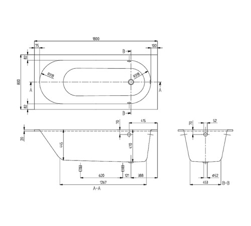 Ванна встраиваемая прямоугольная Villeroy & Boch Oberon 180x80x47 см Quaryl с ножками белый UBQ180OBE2V-01
