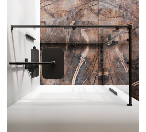 Душевое ограждение AM.PM Func 120x80 см профиль черный стекло прозрачное W84G-403-12080-BT
